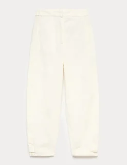 Cotton Rich Barrel Leg Trousers