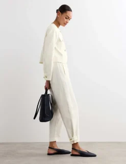 Cotton Rich Barrel Leg Trousers