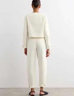 Cotton Rich Barrel Leg Trousers