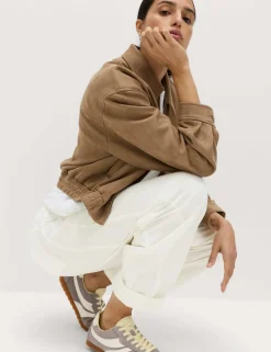 Cotton Rich Barrel Leg Trousers