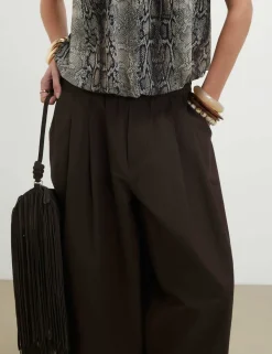 Cotton Rich Barrel Leg Trousers