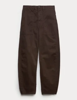 Cotton Rich Barrel Leg Trousers