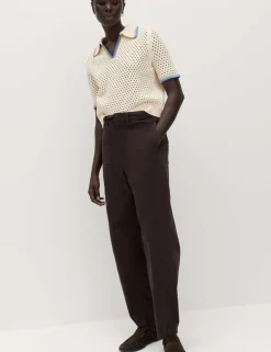 Cotton Rich Barrel Leg Trousers