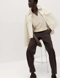 Cotton Rich Barrel Leg Trousers