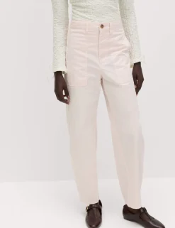 Cotton Rich Barrel Leg Trousers