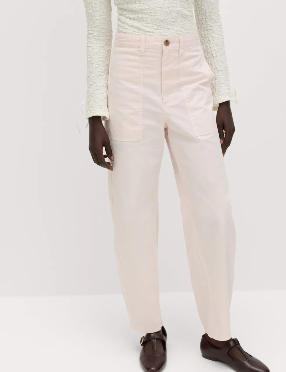 Cotton Rich Barrel Leg Trousers