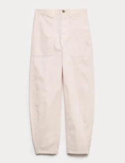 Cotton Rich Barrel Leg Trousers
