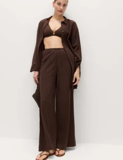 Cotton Rich Beach Trousers with Linen