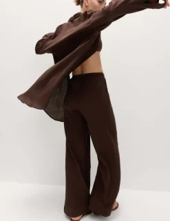 Cotton Rich Beach Trousers with Linen