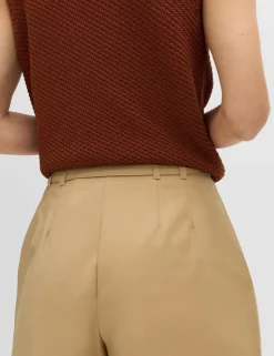 Cotton Rich Belted Barrel Leg Trousers