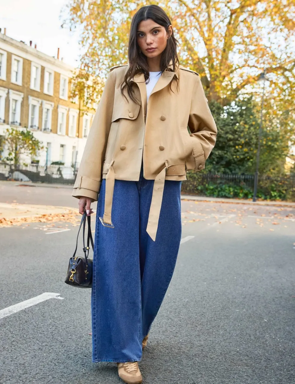 Cotton Rich Belted Cropped Trench Coat