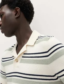 Cotton Rich Bold Striped Boucle Polo Shirt