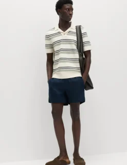 Cotton Rich Bold Striped Boucle Polo Shirt