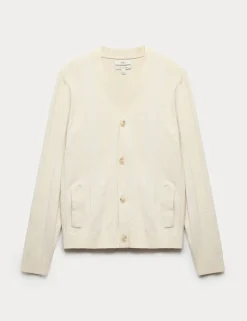 Cotton Rich Bouclé Knitted Cardigan