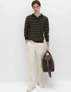Cotton Rich Bouclé Striped Open Neck Jumper