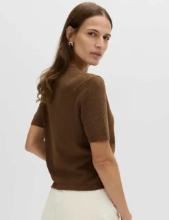 Cotton Rich Boucle Slim Fit Knitted Top