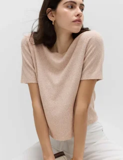 Cotton Rich Boucle Slim Fit Knitted Top