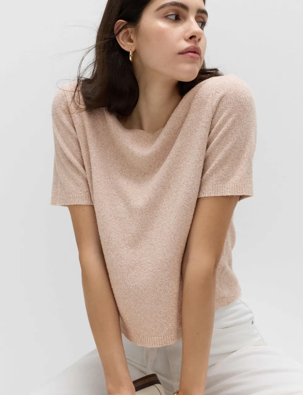 Cotton Rich Boucle Slim Fit Knitted Top