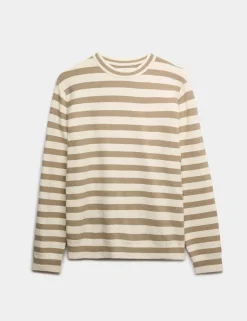 Cotton Rich Boucle Striped Crew Neck Jumper