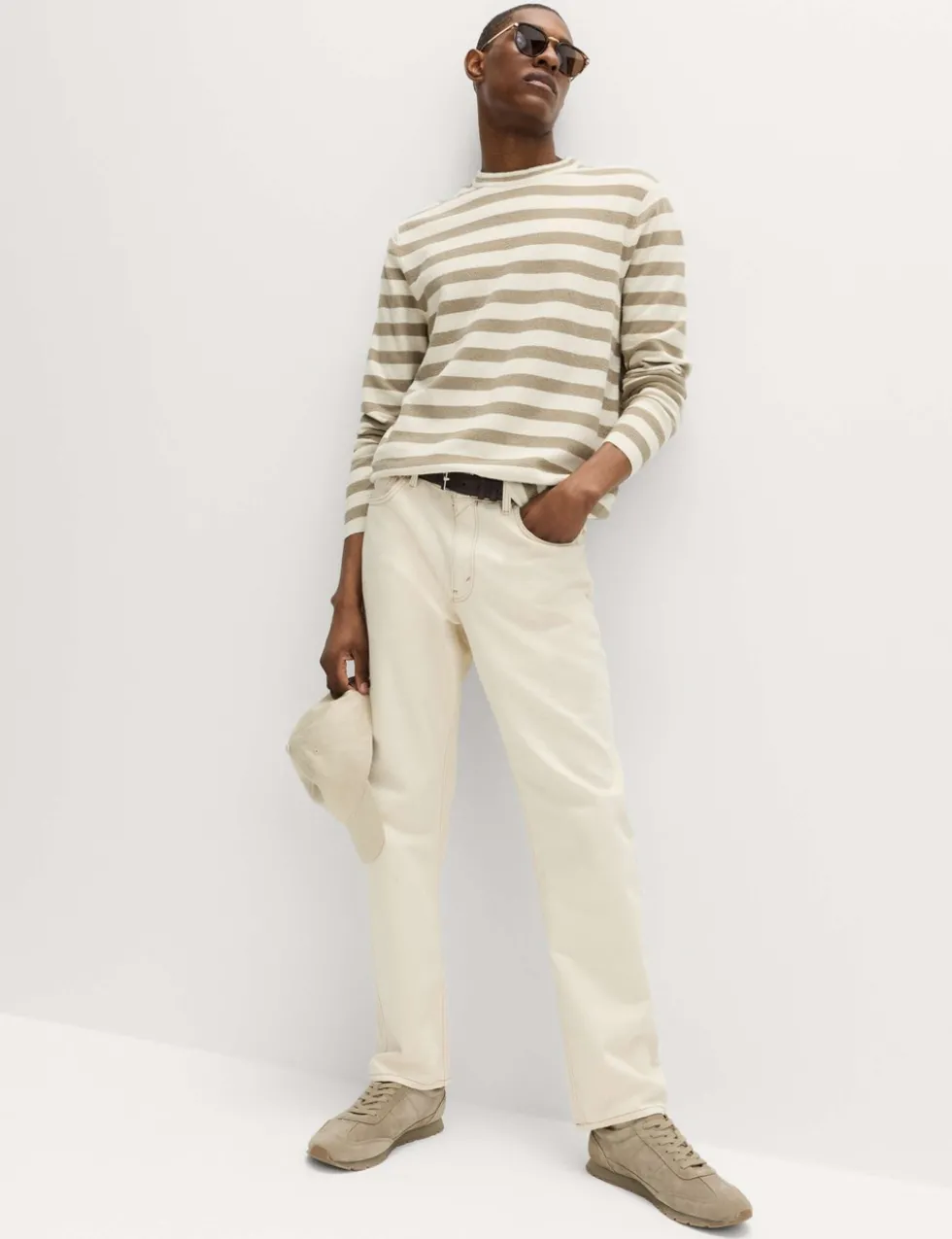 Cotton Rich Boucle Striped Crew Neck Jumper