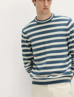 Cotton Rich Boucle Striped Crew Neck Jumper