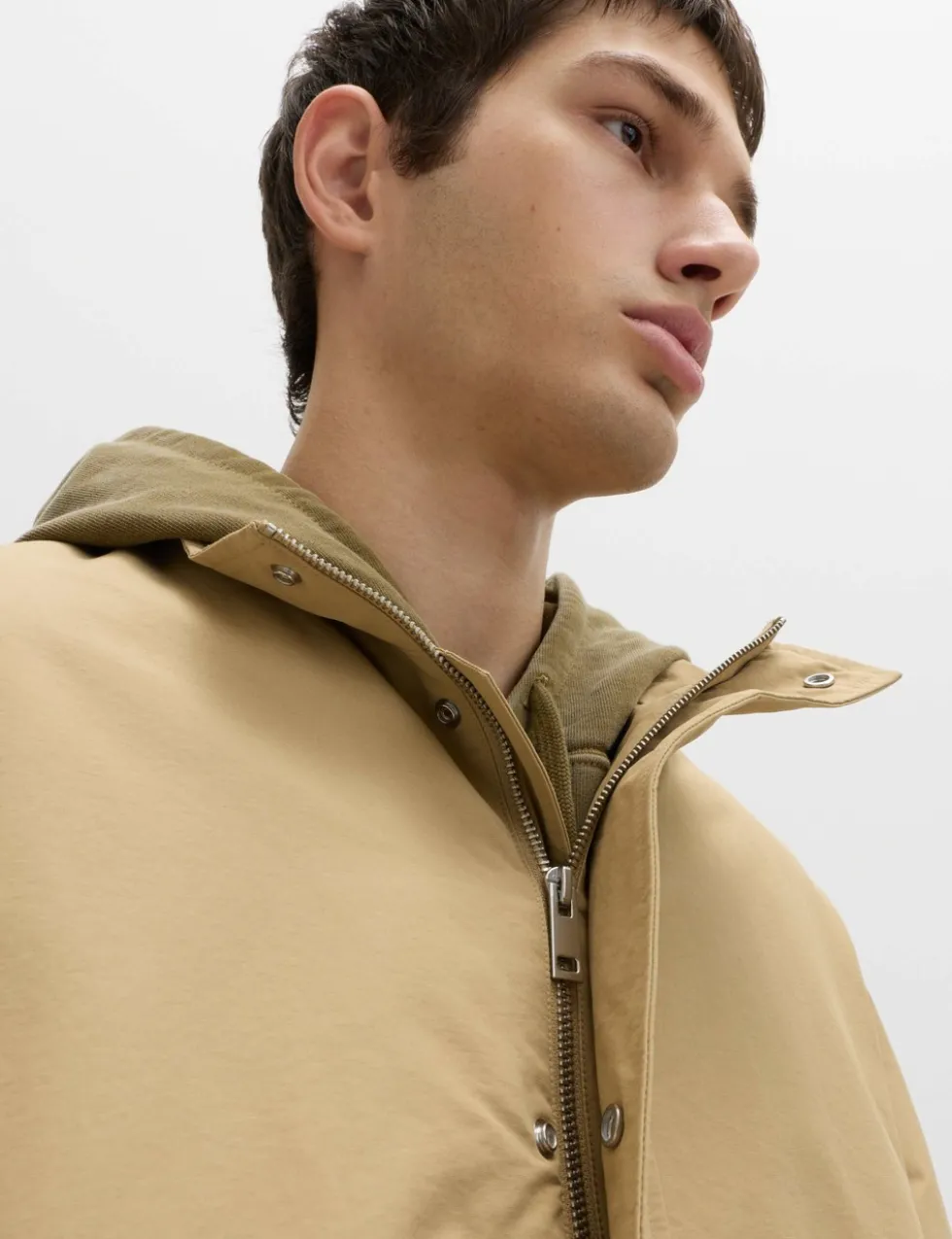 Cotton Rich Boxy Funnel Neck Bomber Jacket
