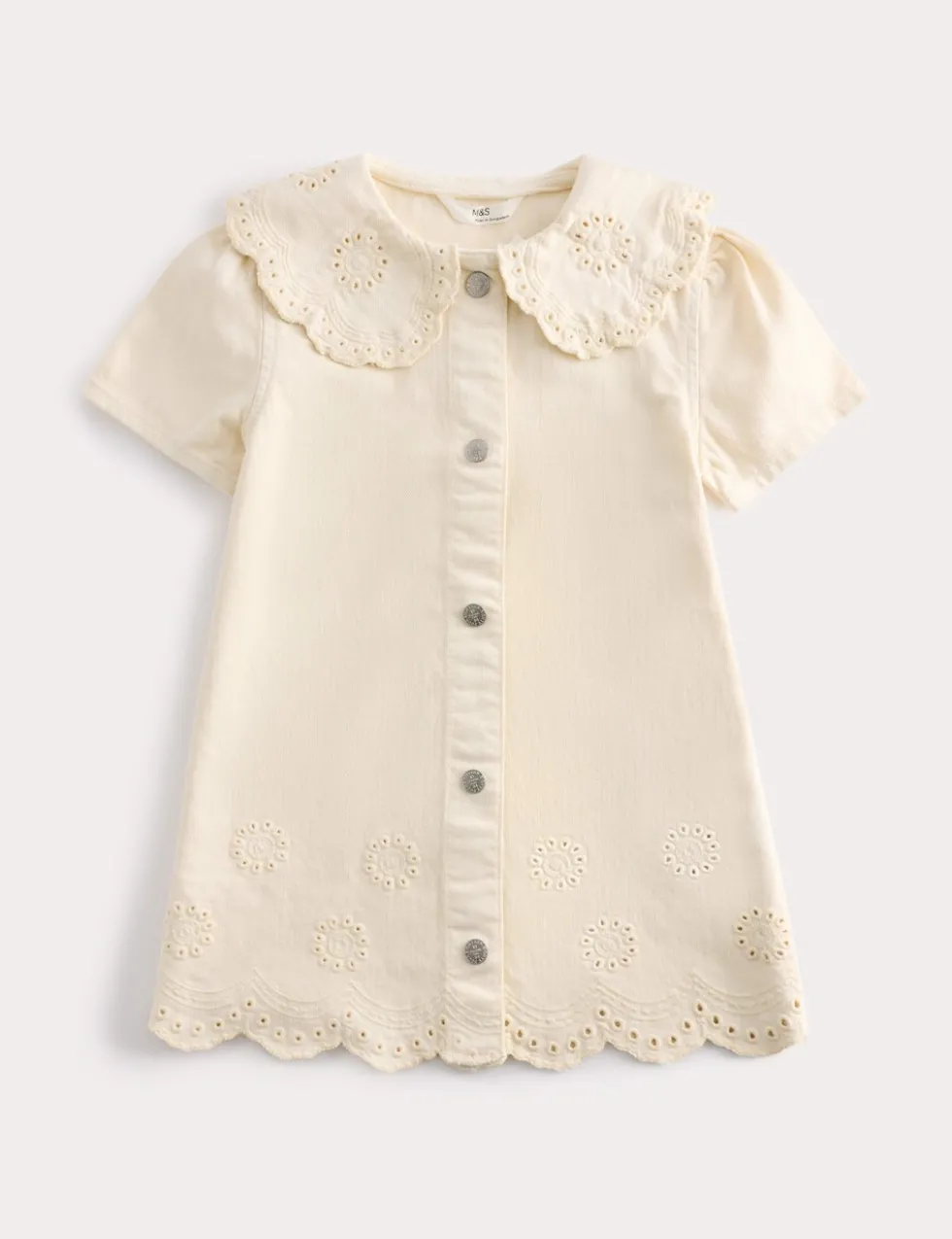 Cotton Rich Broderie Collar Dress (2-10 Yrs)