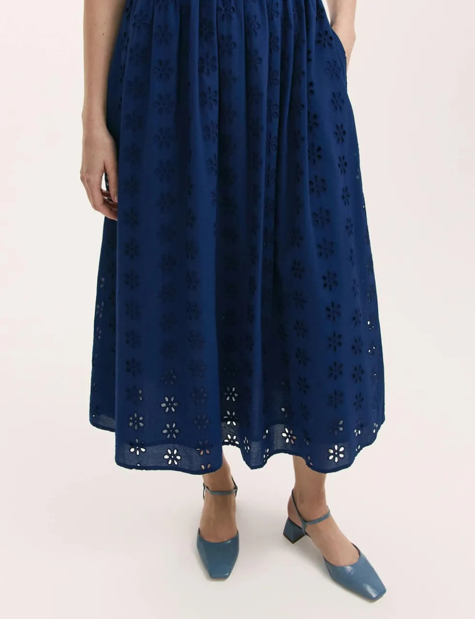 Cotton Rich Broderie Midi T-Shirt Dress