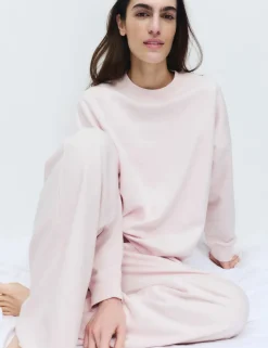 Cotton Rich Brushback Wide Leg Lounge Joggers