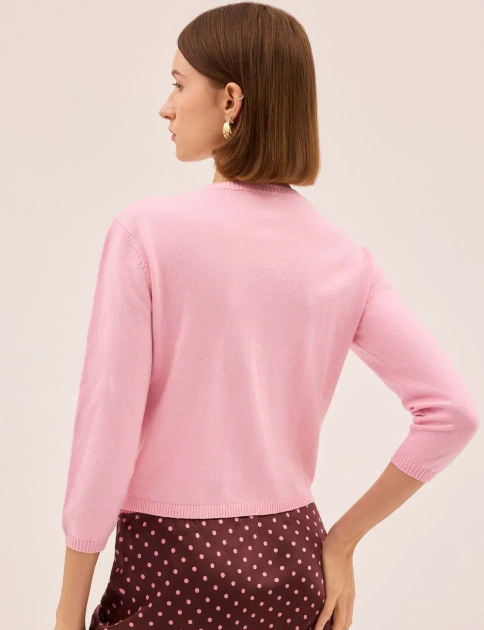 Cotton Rich Button Front Cropped Cardigan