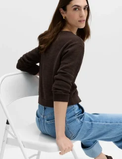 Cotton Rich Button Through Cropped Cardigan