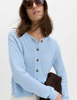 Cotton Rich Button Through Cropped Cardigan