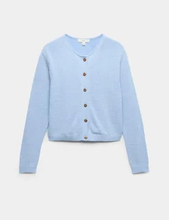 Cotton Rich Button Through Cropped Cardigan
