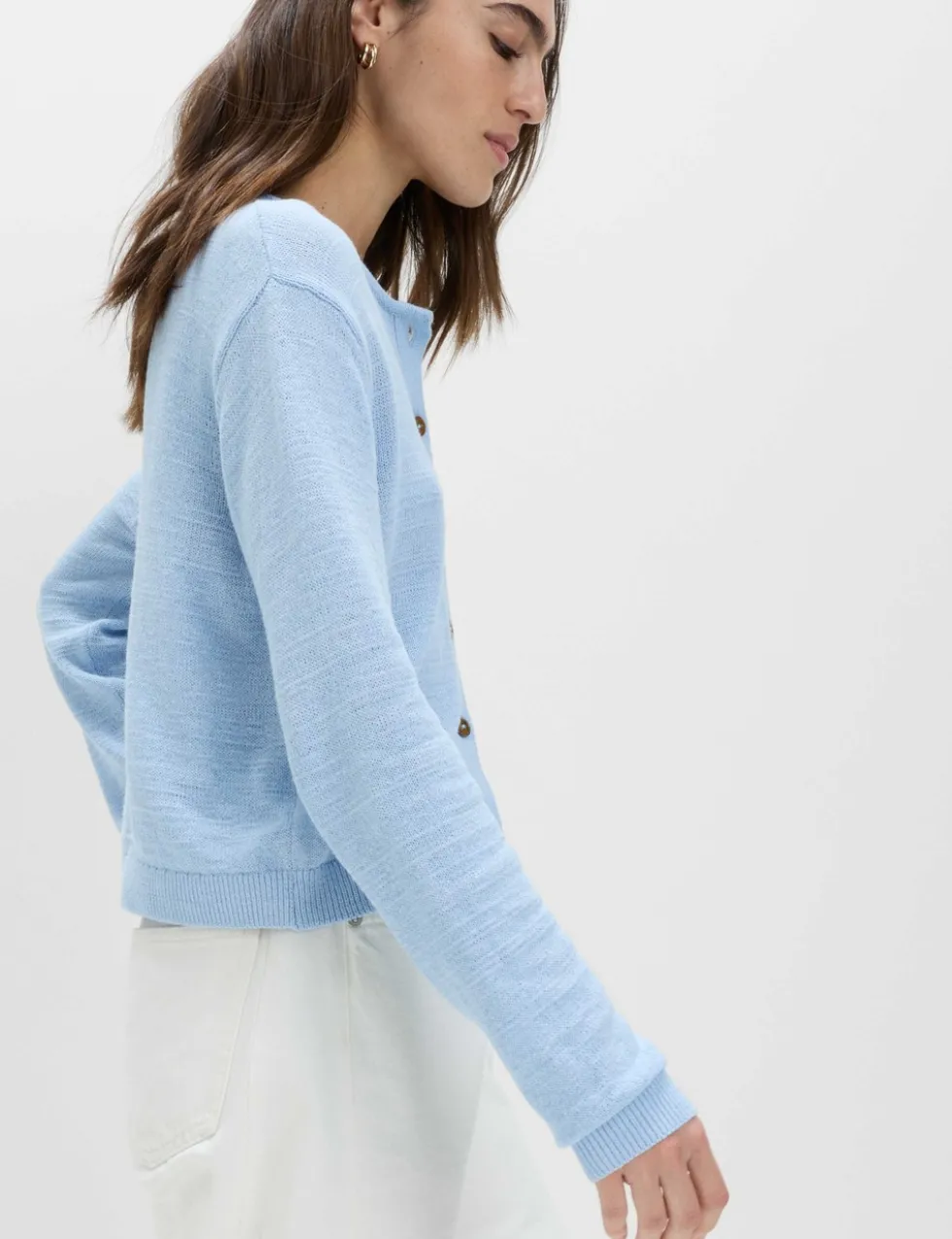 Cotton Rich Button Through Cropped Cardigan