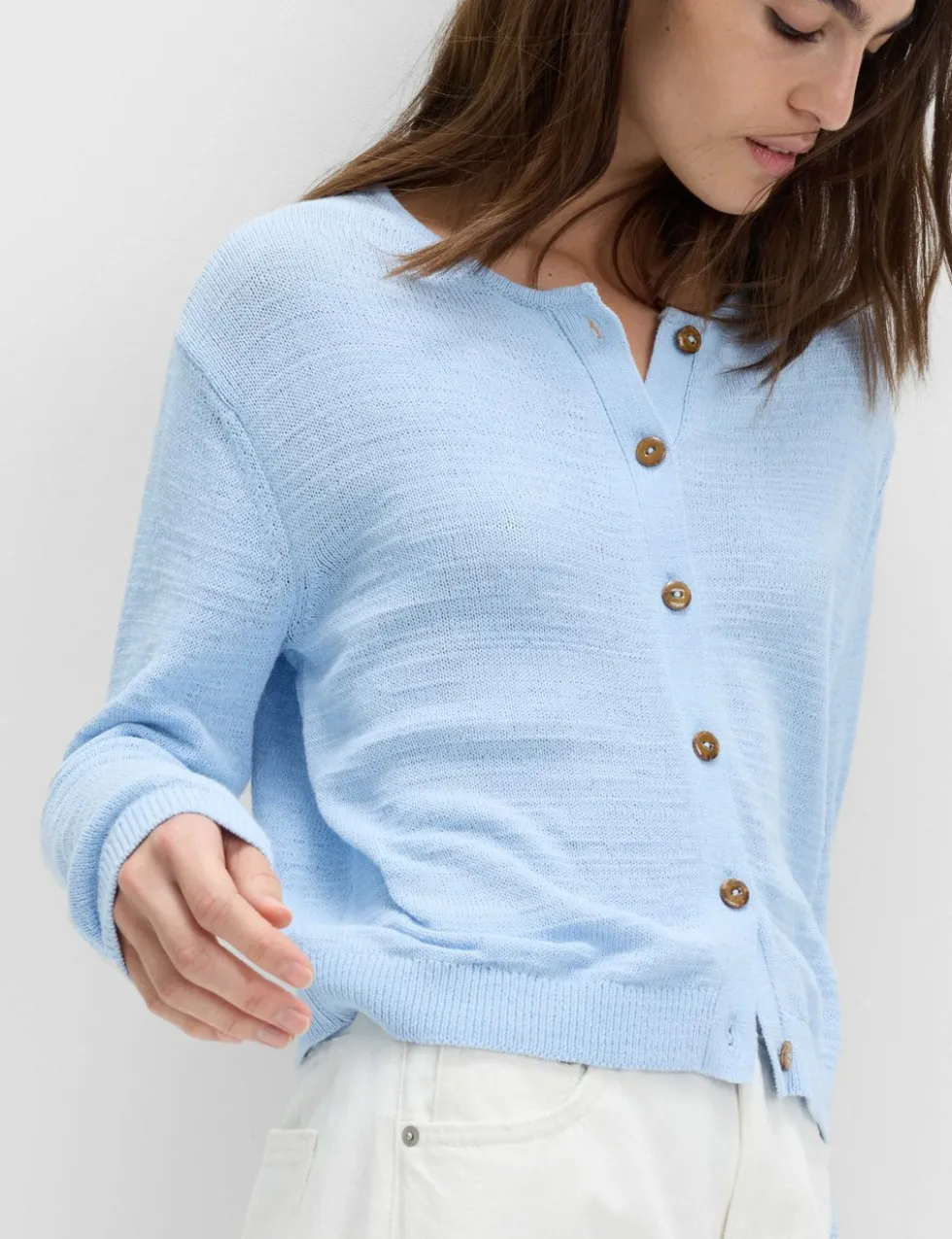 Cotton Rich Button Through Cropped Cardigan
