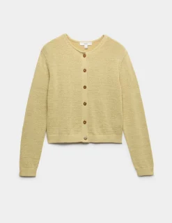 Cotton Rich Button Through Cropped Cardigan