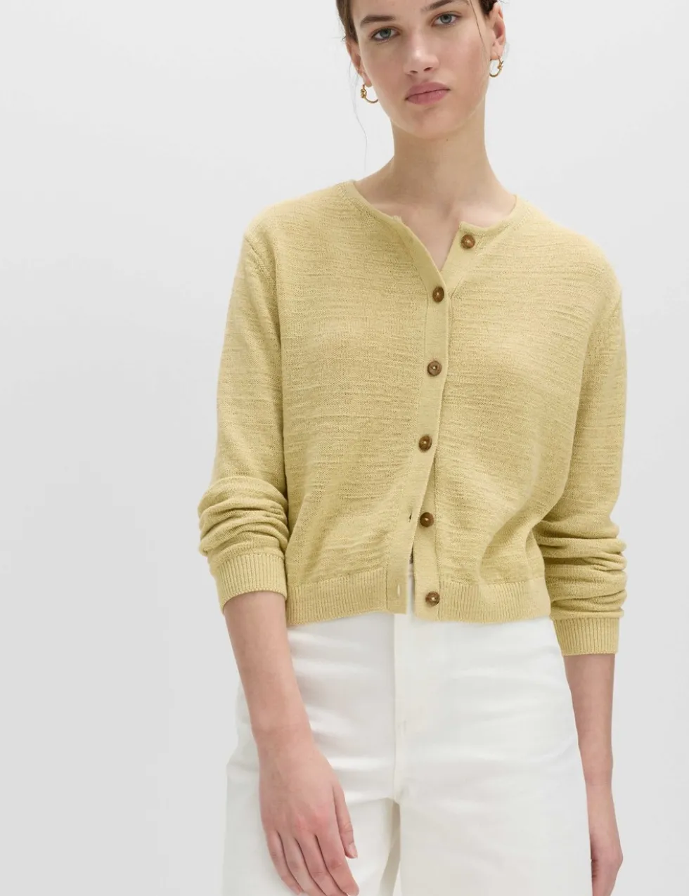 Cotton Rich Button Through Cropped Cardigan