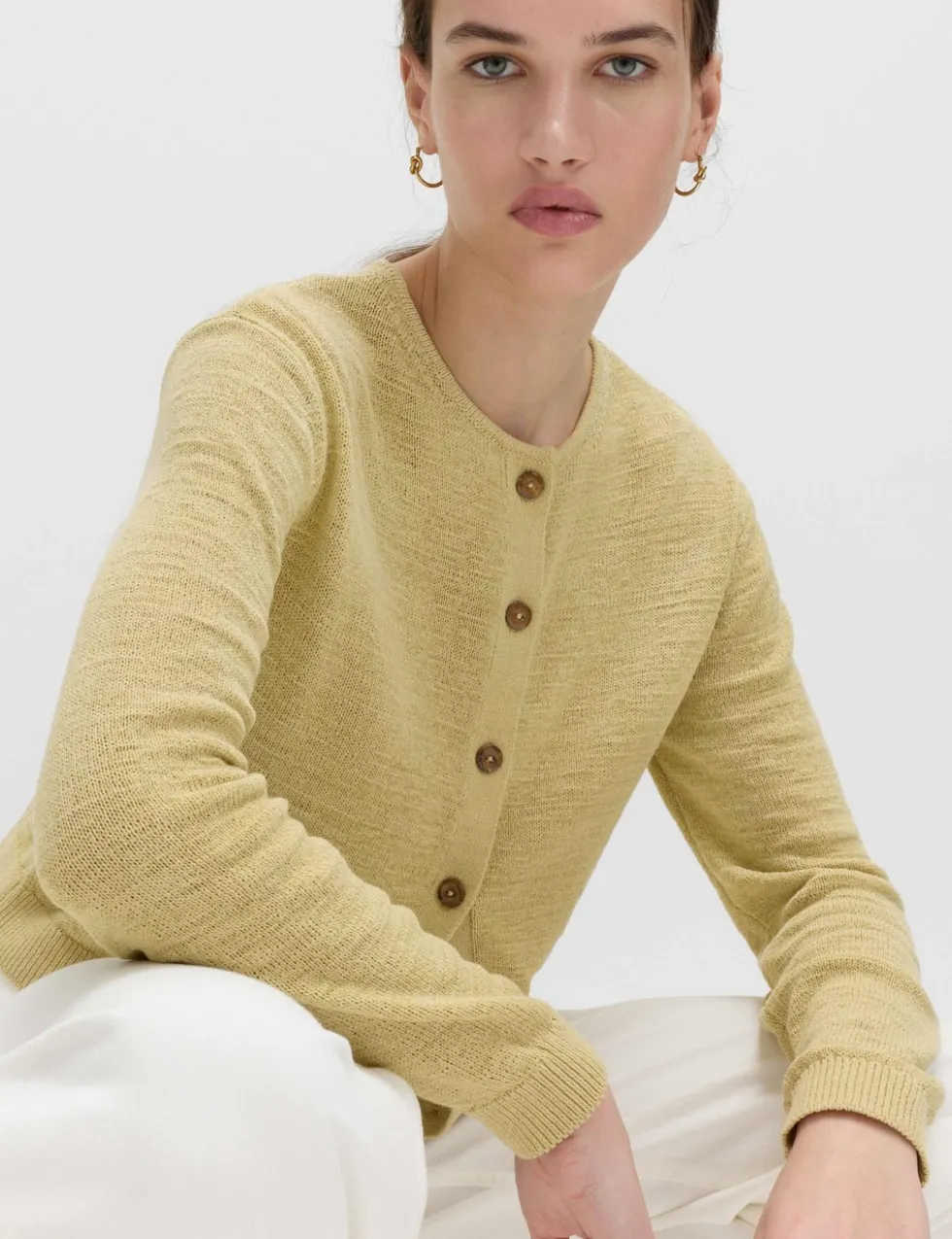 Cotton Rich Button Through Cropped Cardigan