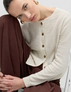 Cotton Rich Button Through Cropped Cardigan