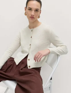 Cotton Rich Button Through Cropped Cardigan