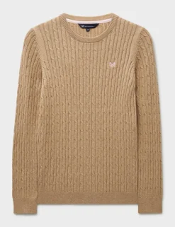 Cotton Rich Cable Knit Crew Neck Jumper