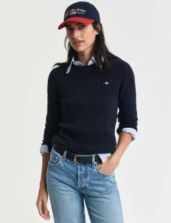 Cotton Rich Cable Knit Crew Neck Jumper