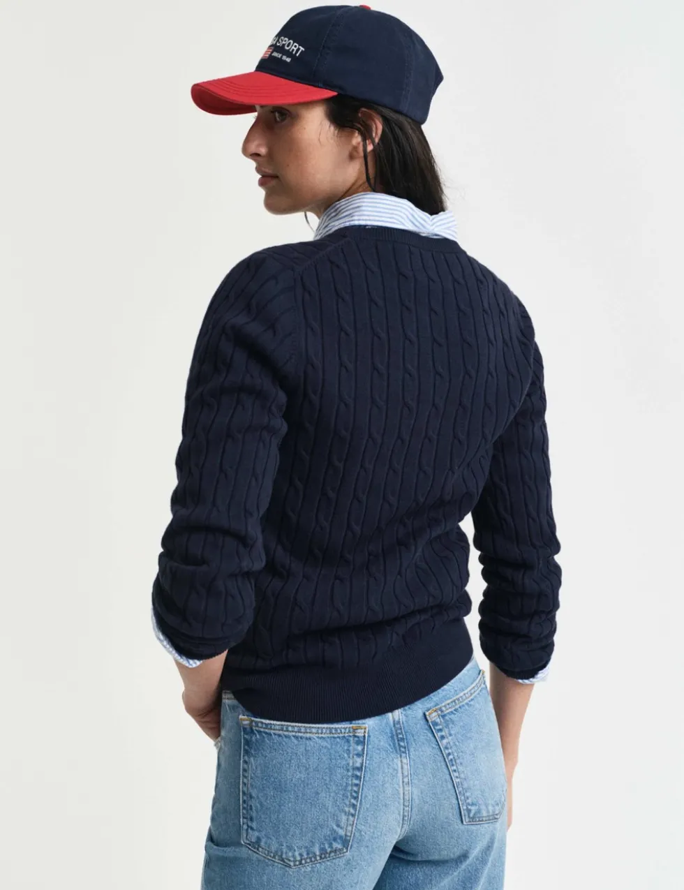 Cotton Rich Cable Knit Crew Neck Jumper