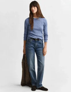 Cotton Rich Cable Knit Crew Neck Jumper
