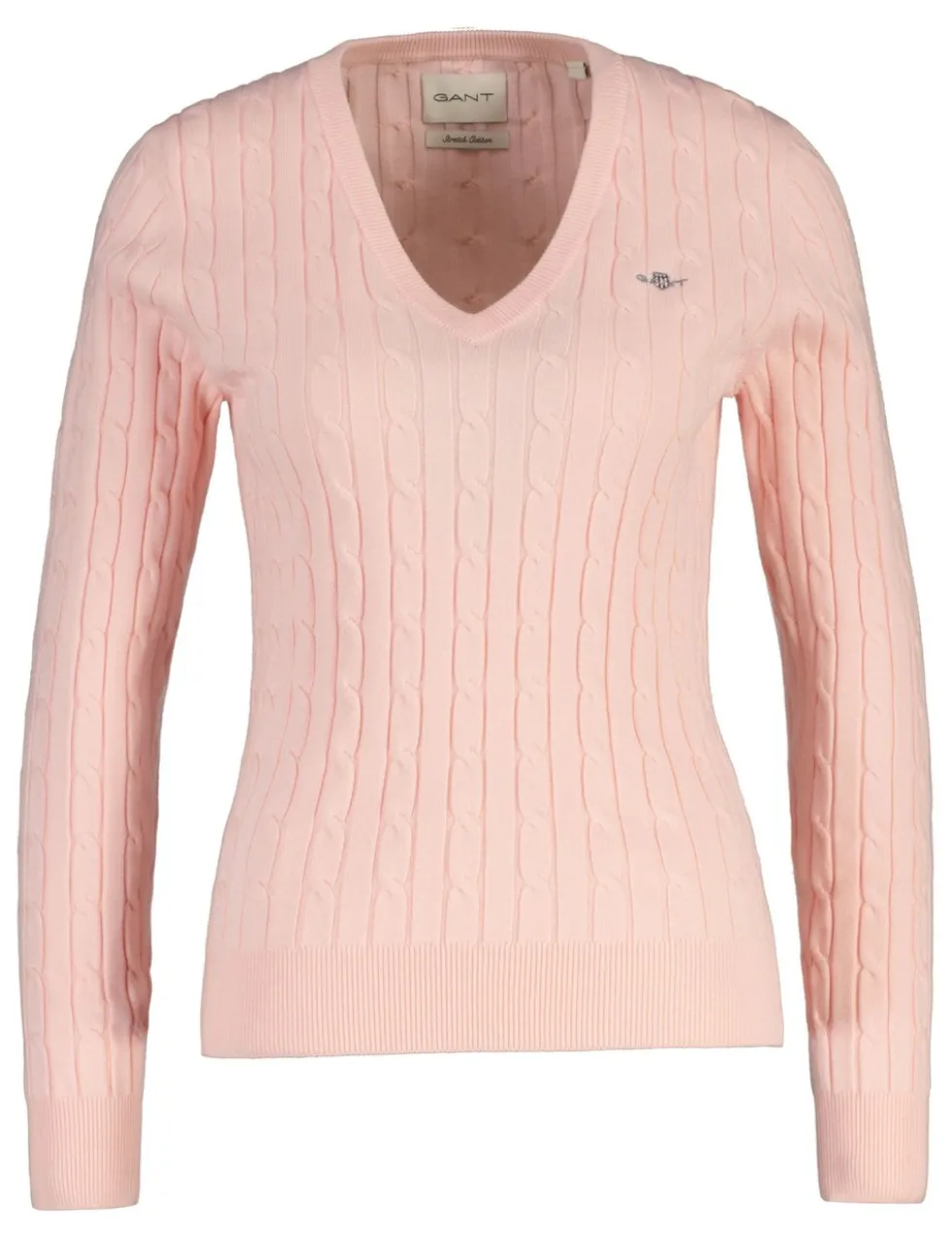 Cotton Rich Cable Knit V-Neck Jumper