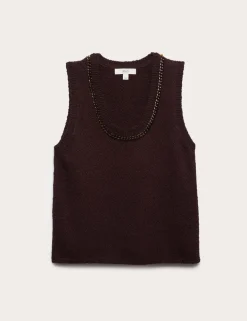 Cotton Rich Chain Trim Knitted Vest