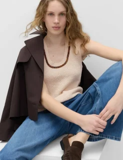 Cotton Rich Chain Trim Knitted Vest
