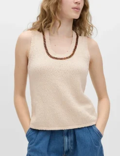 Cotton Rich Chain Trim Knitted Vest
