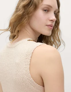 Cotton Rich Chain Trim Knitted Vest
