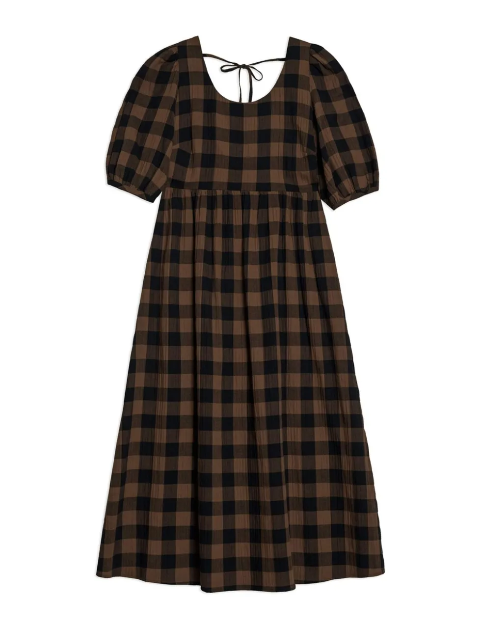 Cotton Rich Checked Midi Waisted Dress